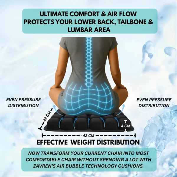 Zavren inflatable seat cushion with built in pump